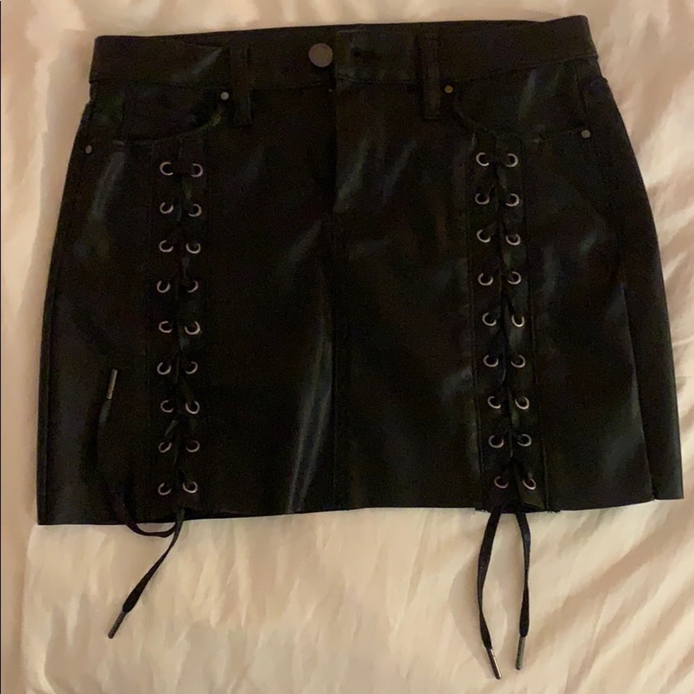 BlankNYC leather lace up skirt